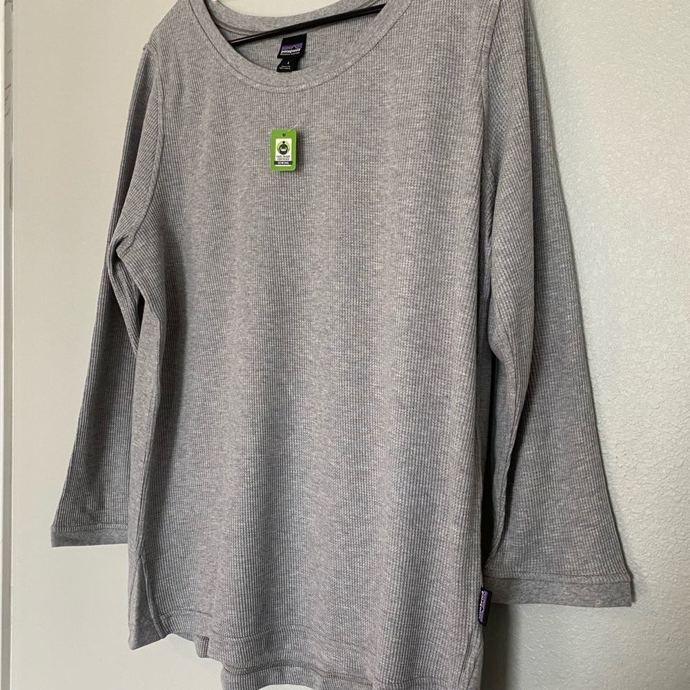 Women’s Patagonia Waffle Pullover 3/4 Sleeve, Feather Grey, Size Large